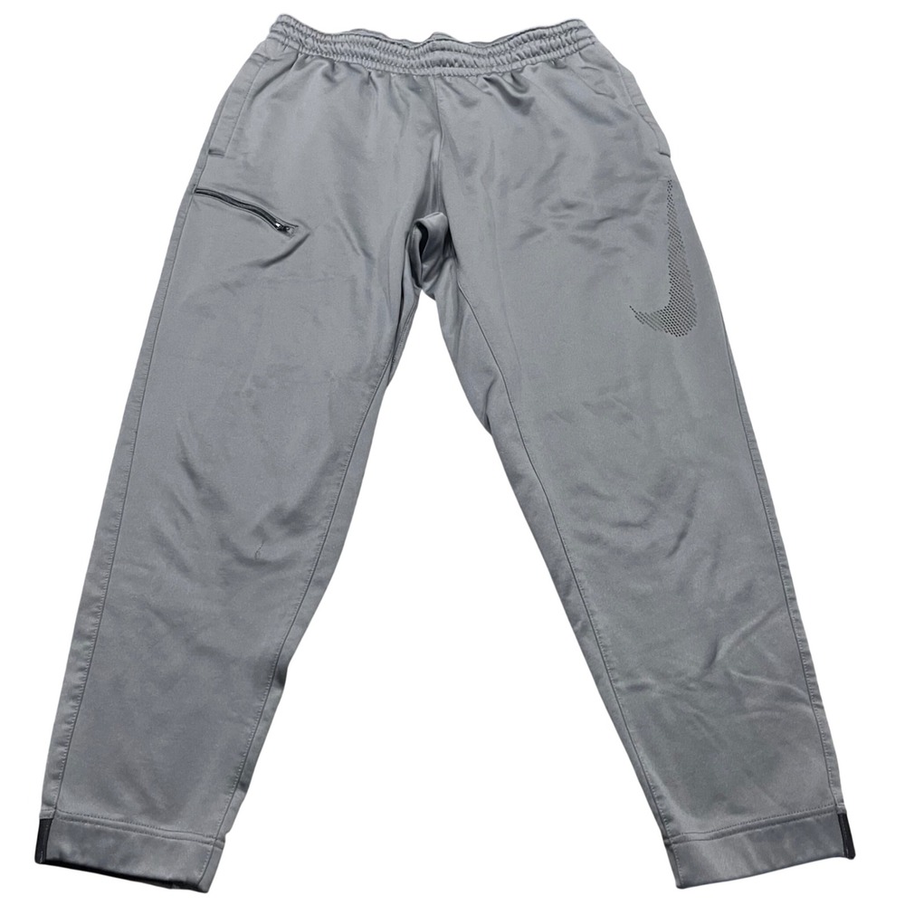 Nike Dri-FIT Mens XXL Grey Fleece Lined Jogger Sweatpants‎ Zipper Pocket Swoosh